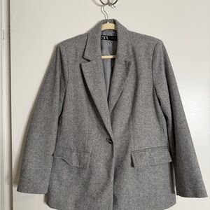 Zara Herringbone Wool Blend Blazer women’s S
